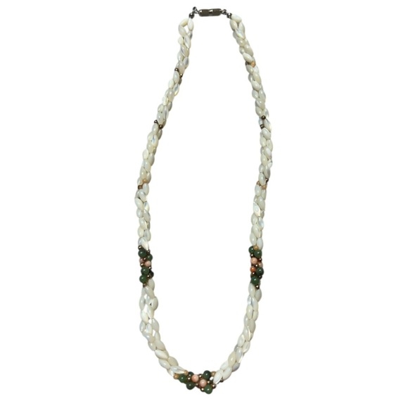 Vintage freshwater rice pearl, jade, and coral bead necklace - Picture 2 of 6